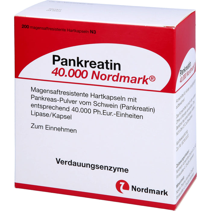 Pankreatin 40.000 Nordmark Hartkapseln Verdauungsenzyme, 200 St. Kapseln