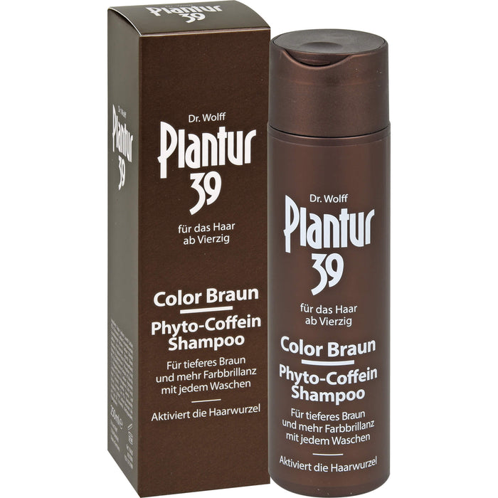 Plantur 39 Color Braun Phyto-Coffein-Shampoo für tieferes Braun und mehr Farbbrillanz mit jedem Waschen, 250 ml Shampoing