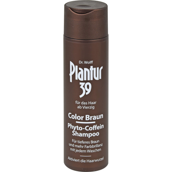 Plantur 39 Color Braun Phyto-Coffein-Shampoo für tieferes Braun und mehr Farbbrillanz mit jedem Waschen, 250 ml Shampoing