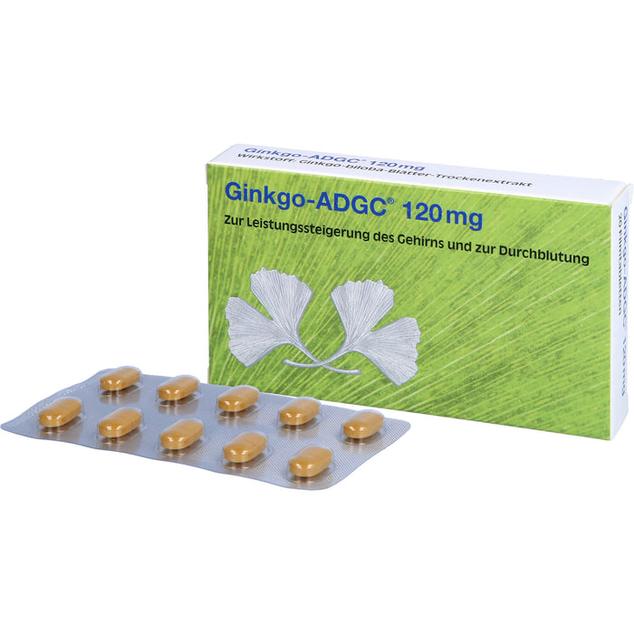 Ginkgo-ADGC 120 mg Filmtabletten zur Leistungssteigerung des Gehirns und zur Durchblutung, 20 St. Tabletten