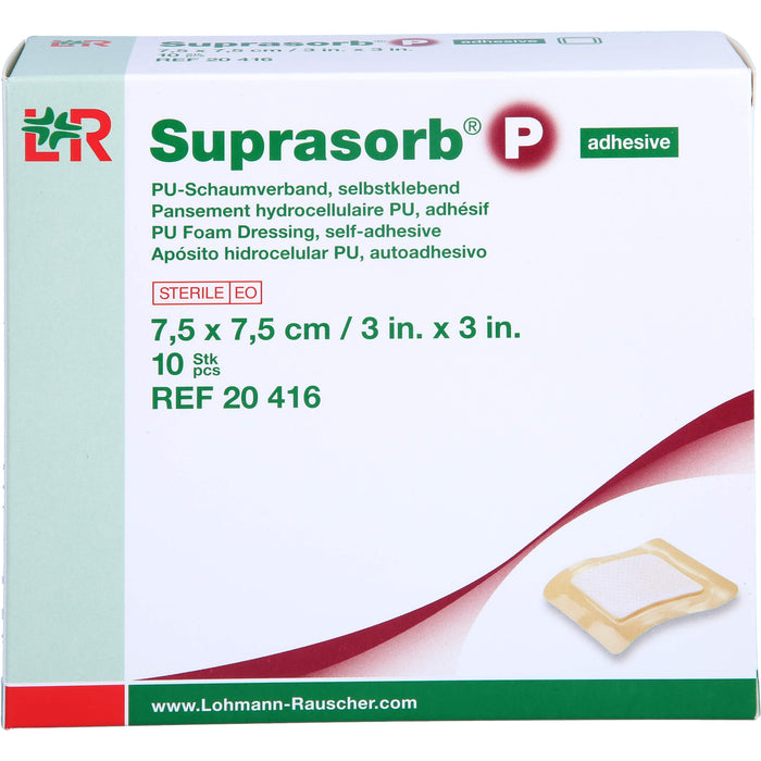 SUPRASORB P PU-Schaumv.7,5x7,5 cm selbstklebend, 10 St VER