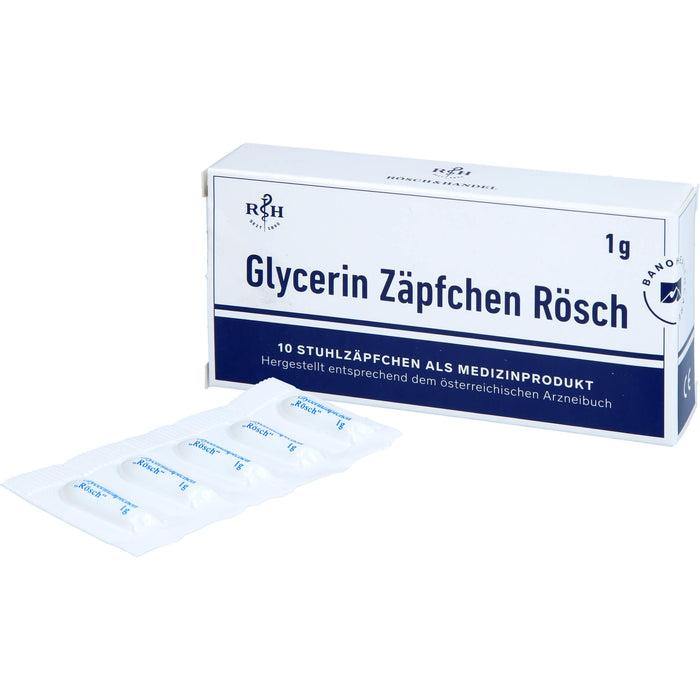 Glycerin Zäpfchen Rösch 1 g gegen Verstopfung, 10 pc Suppositoires