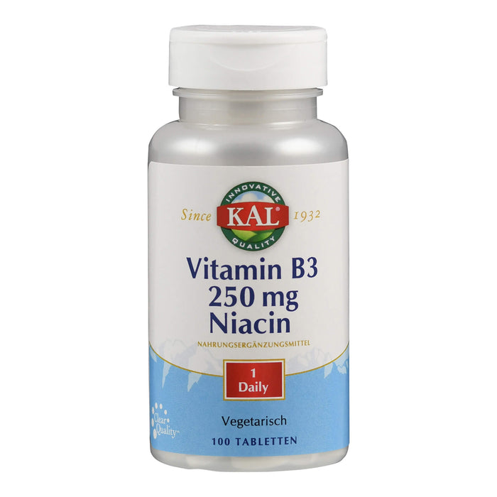 KAL Vitamin B3 Niacin 250 mg Tabletten, 100 pc Tablettes