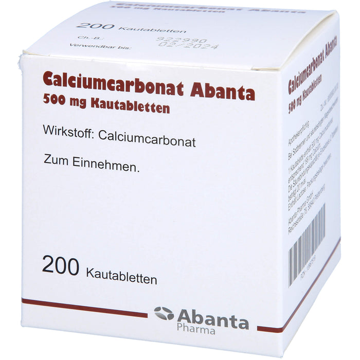 Calciumcarbonat Abanta 500 mg Kautabletten, 200 pcs. Tablets