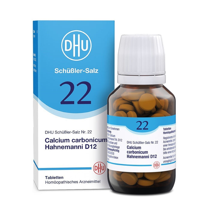 DHU Schüßler-Salz Nr. 22 Calcium carbonicum Hahnemanni D12 – Das Mineralsalz des Calciumstoffwechsels und des Lymphsystems – das Original – umweltfreundlich im Arzneiglas, 200 pc Tablettes