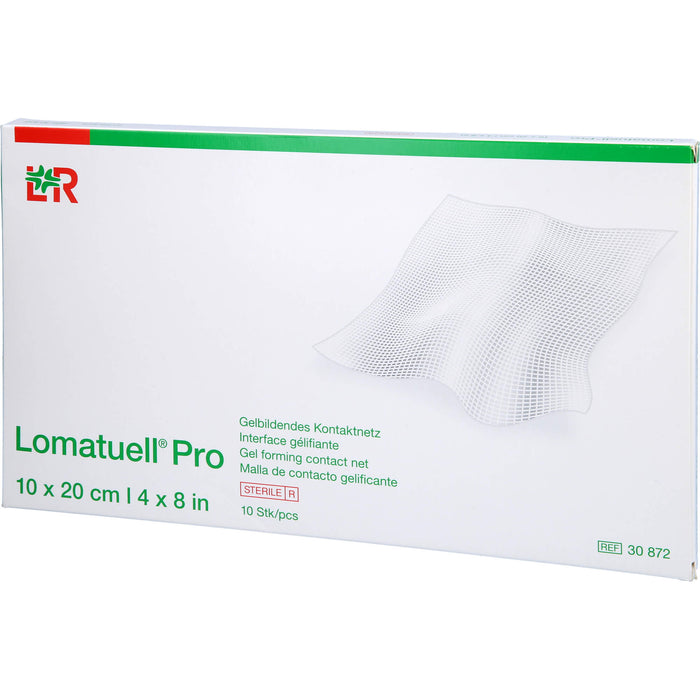 Lomatuell Pro 10 cm x 20 cm steril gelbildendes Kontaktnetz, 10 St. Verband