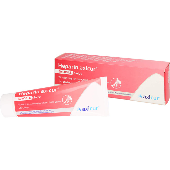 Heparin axicur 60.000 I.E. Salbe zur Verminderung von Schwellungen und den Symptomen oberflächlicher Venenentzündungen, 100 g Ointment