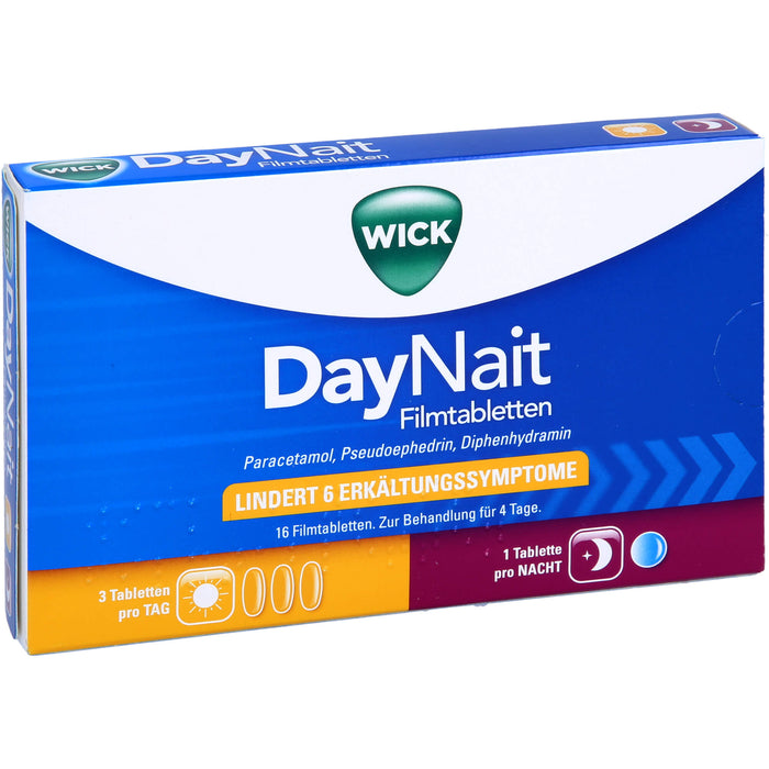 WICK DayNait Filmtabletten lindert 6 Erkältungssymptome, 16 pcs. Tablets