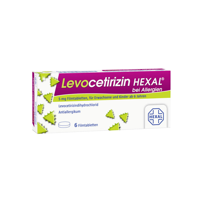 Levocetirizin HEXAL Filmtabletten bei Allergien, 6 pc Tablettes