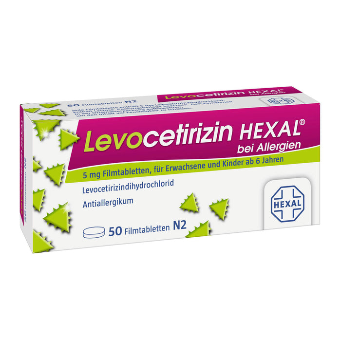 Levocetirizin HEXAL 5 mg Filmtabletten bei Allergien, 50 pcs. Tablets