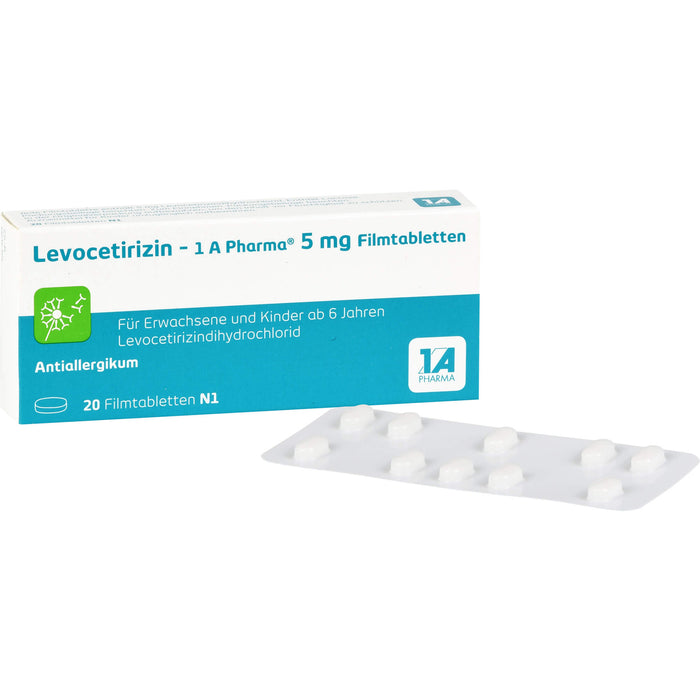 1 A Pharma Levocetirizin  5 mg Filmtabletten bei Allergien, 20 pcs. Tablets