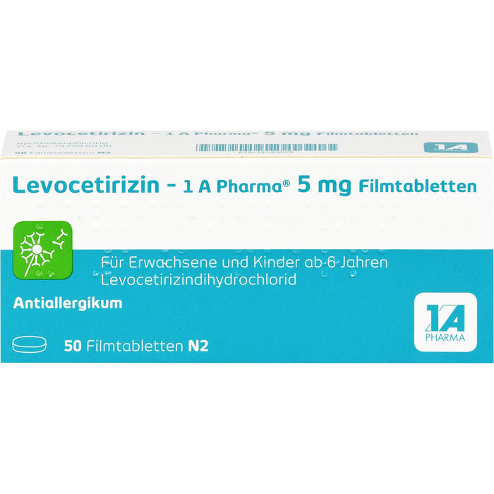 1 A Pharma Levocetirizin 5 mg Filmtabletten bei Allergien, 50 St. Tabletten