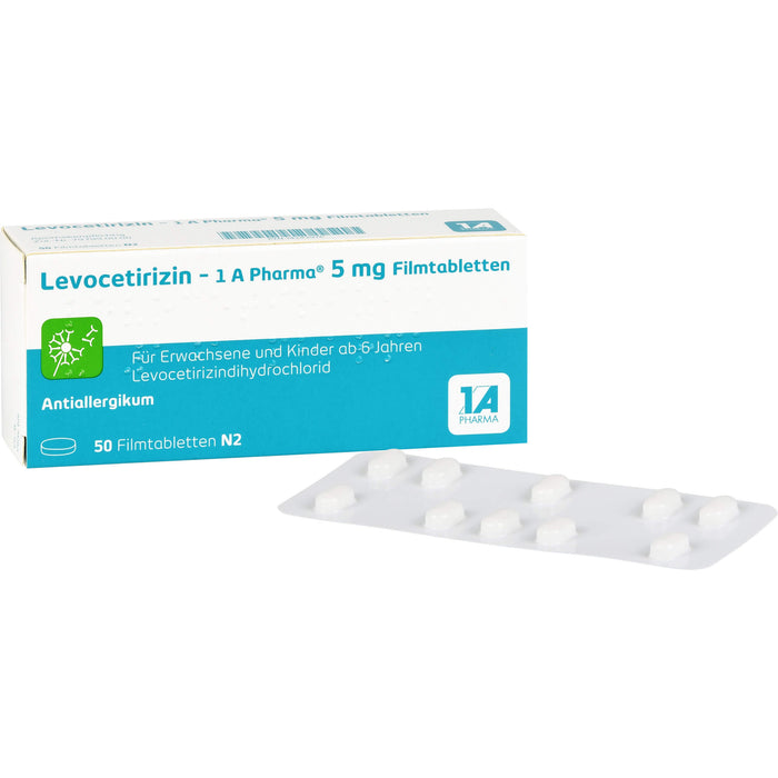 1 A Pharma Levocetirizin 5 mg Filmtabletten bei Allergien, 50 pc Tablettes