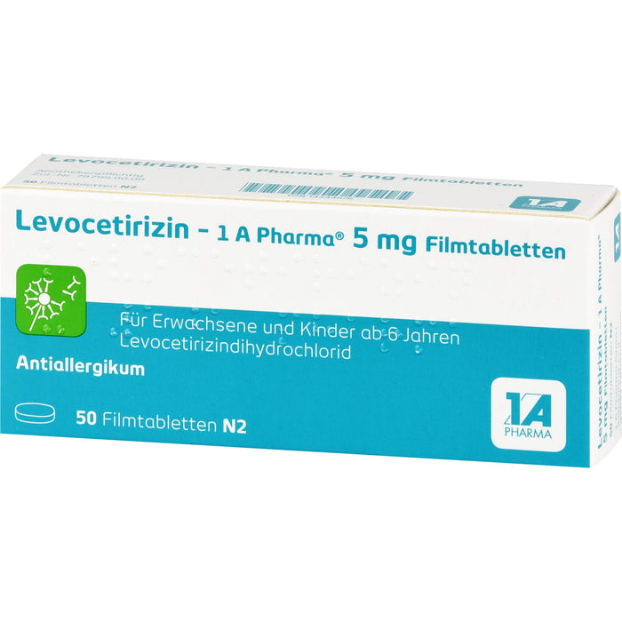 1 A Pharma Levocetirizin 5 mg Filmtabletten bei Allergien, 50 pc Tablettes