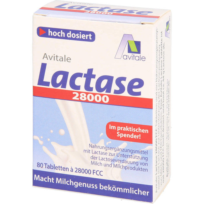 Avitale Lactase 28000 FCC Tabletten im Spender, 80 pc Tablettes