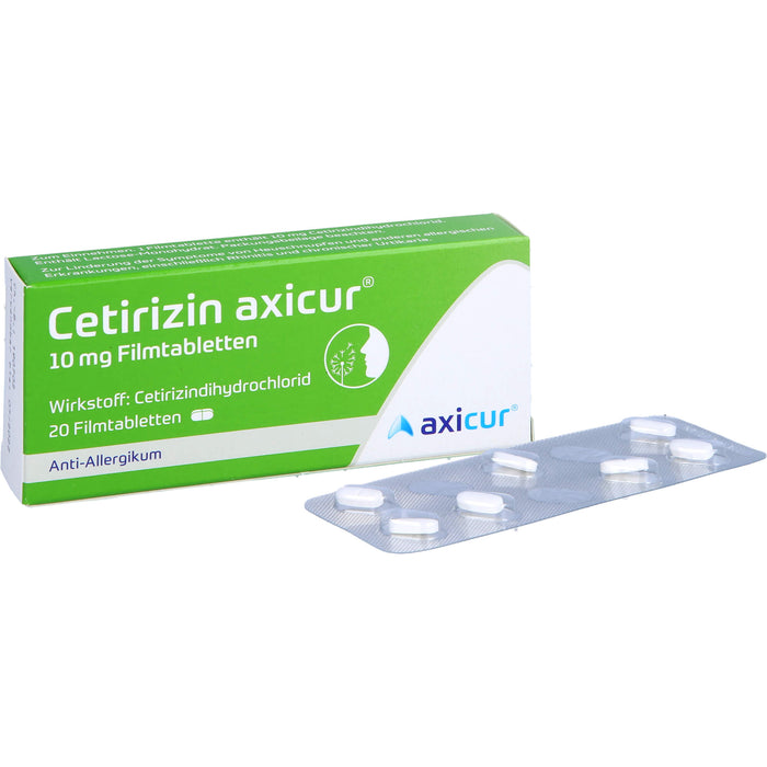 Axicur Cetirizin 10 mg Filmtabletten bei Allergien, 20 St. Tabletten