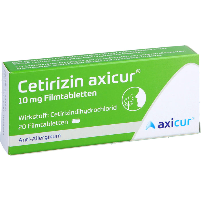 Axicur Cetirizin 10 mg Filmtabletten bei Allergien, 20 St. Tabletten