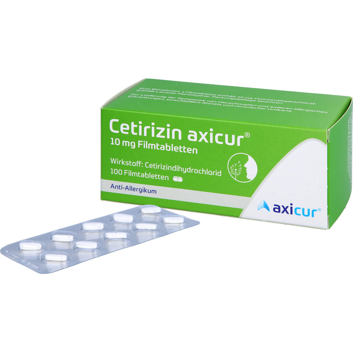 Cetirizin axicur 10 mg Filmtabletten Anti-Allergikum, 100 pc Tablettes