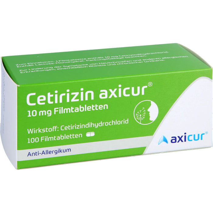 Cetirizin axicur 10 mg Filmtabletten Anti-Allergikum, 100 pcs. Tablets