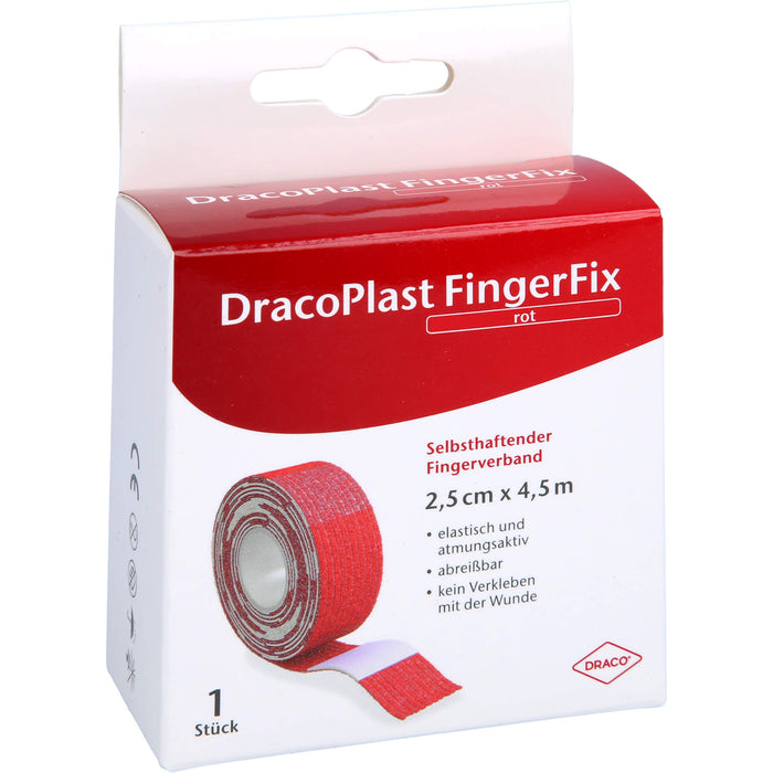 DracoPlast FingerFix Fingerverband 2,5 cm x 4,5 cm rot, 1 pc Pansement