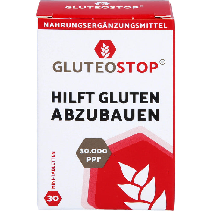 GluteoStop Minitabletten zur Unterstützung des Abbaus von Gluten in einer glutenarmen Ernährung, 30 pcs. Tablets