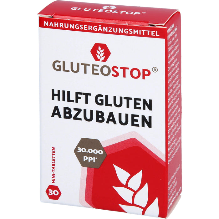 GluteoStop Minitabletten zur Unterstützung des Abbaus von Gluten in einer glutenarmen Ernährung, 30 St. Tabletten