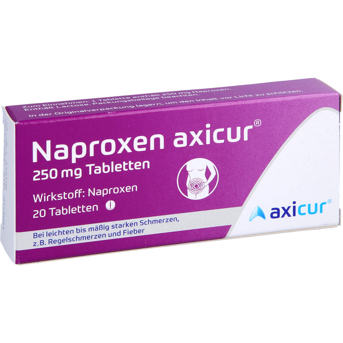 Naproxen axicur 250 mg Tabletten bei Schmerzen oder Fíeber Reimport axicorp, 20 pcs. Tablets