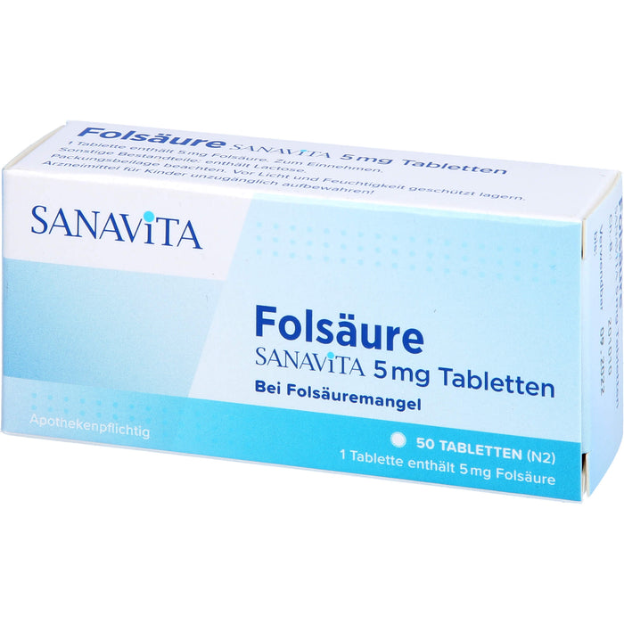 SANAVITA Folsäure 5 mg Tabletten, 50 St. Tabletten