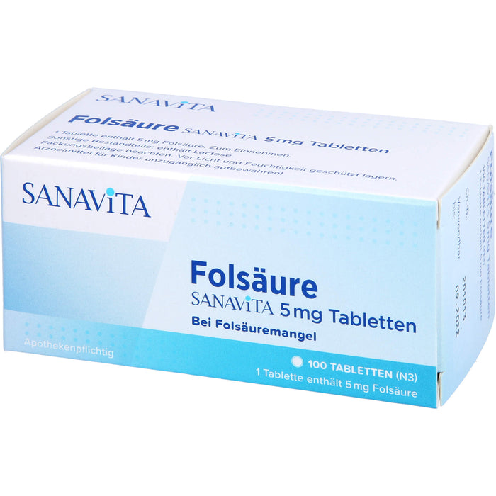 Folsäure Sanavita 5 mg Tabletten, 100 pc Tablettes