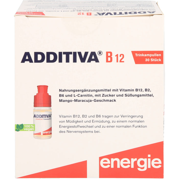 ADDITIVA Vitamin B 12 Trinkampullen mit Mango-Maracuja-Geschmack, 30 pc Ampoules