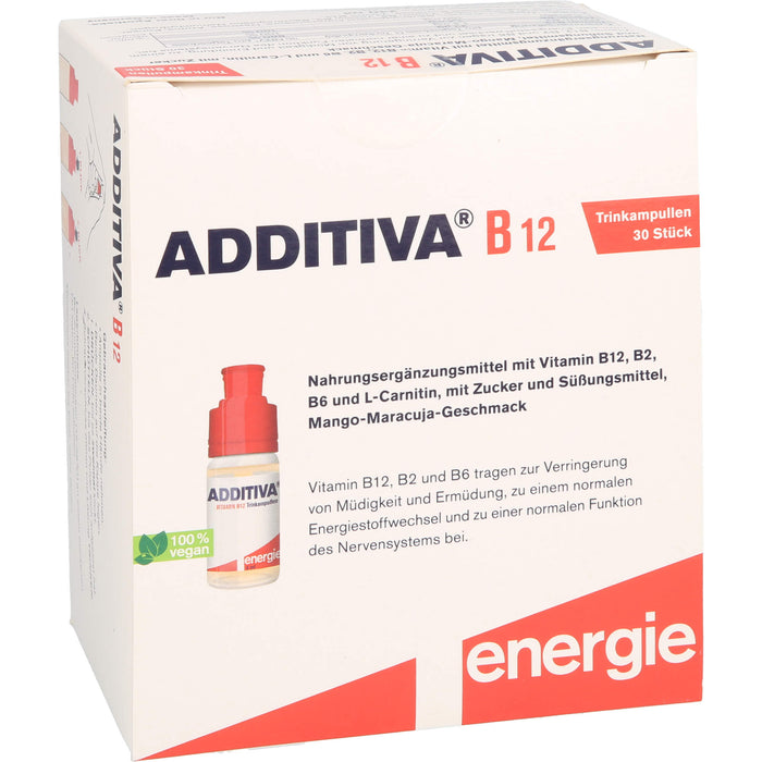 ADDITIVA Vitamin B 12 Trinkampullen mit Mango-Maracuja-Geschmack, 30 St. Ampullen