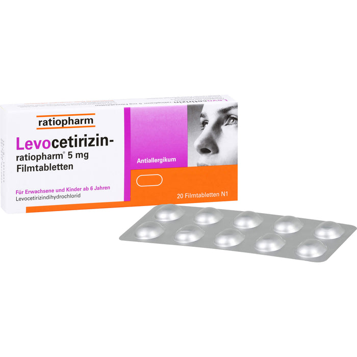 Levocetirizin-ratiopharm 5 mg Filmtabletten Antiallergikum, 20 St. Tabletten