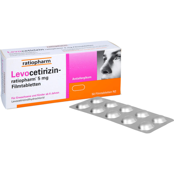 Levocetirizin-ratiopharm 5 mg Filmtabletten Antiallergikum, 50 pcs. Tablets