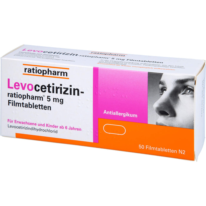 Levocetirizin-ratiopharm 5 mg Filmtabletten Antiallergikum, 50 pcs. Tablets