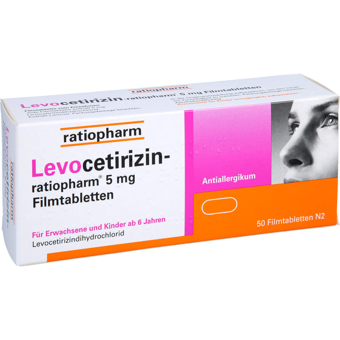 Levocetirizin-ratiopharm 5 mg Filmtabletten Antiallergikum, 50 pcs. Tablets