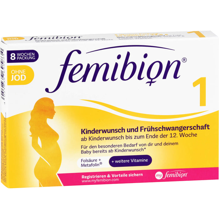 Femibion 1 Kinderwunsch und Frühschwangerschaft ohne Jod Tabletten, 60 pcs. Tablets