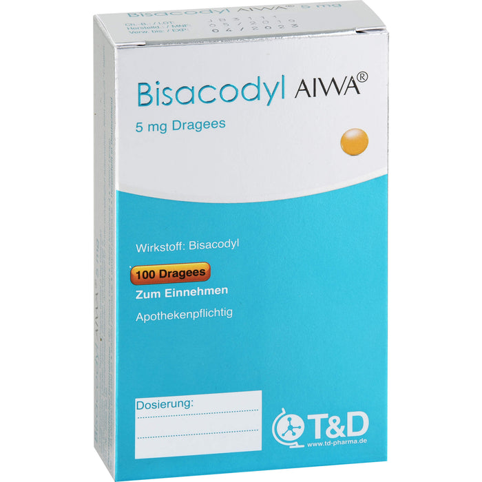 Bisacodyl AIWA 5 mg Dragees bei Verstopfungen, 100 pc Dragées