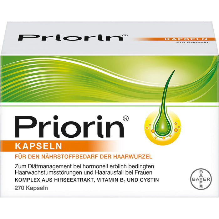 Priorin Kapseln bei hormonell erblich bedingten Haarwachstumsstörungen und Haarausfall bei Frauen, 270 pcs. Capsules