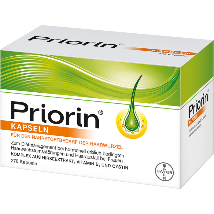 Priorin Kapseln bei hormonell erblich bedingten Haarwachstumsstörungen und Haarausfall bei Frauen, 270 pcs. Capsules