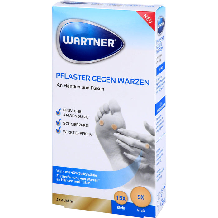 WARTNER Pflaster gegen Warzen an Händen und Füßen, 24 pc Pansement