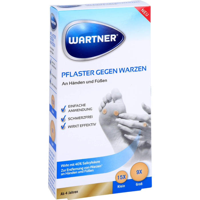 WARTNER Pflaster gegen Warzen an Händen und Füßen, 24 pcs. Patch