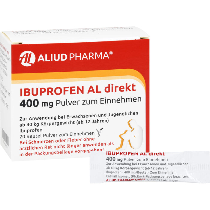 AL Ibuprofen direkt 400 mg Pulver bei Schmerzen und Fieber, 20 pc Poudre