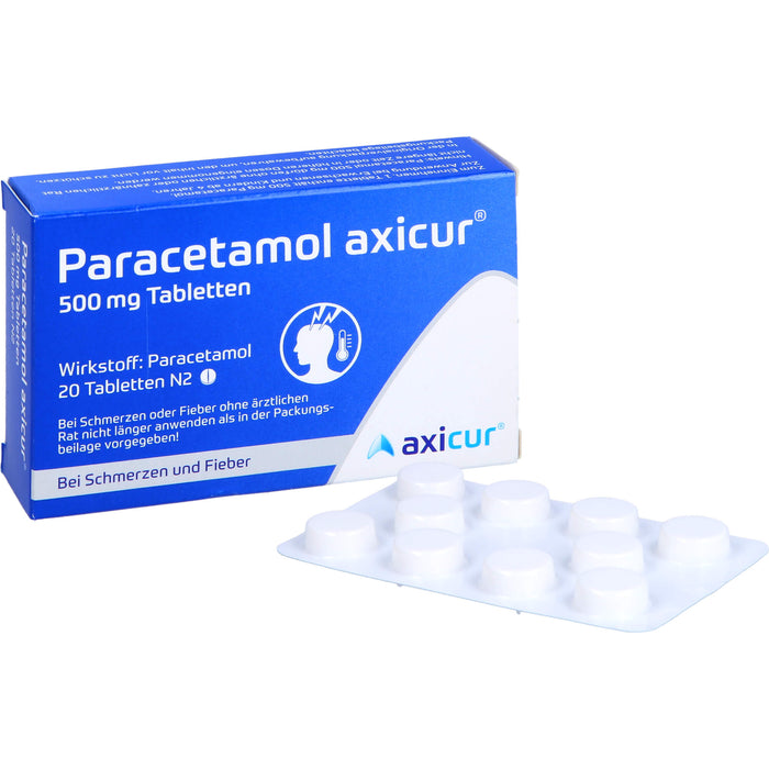 Paracetamol axicur 500 mg Tabletten Reimport axicorp, 20 pc Tablettes