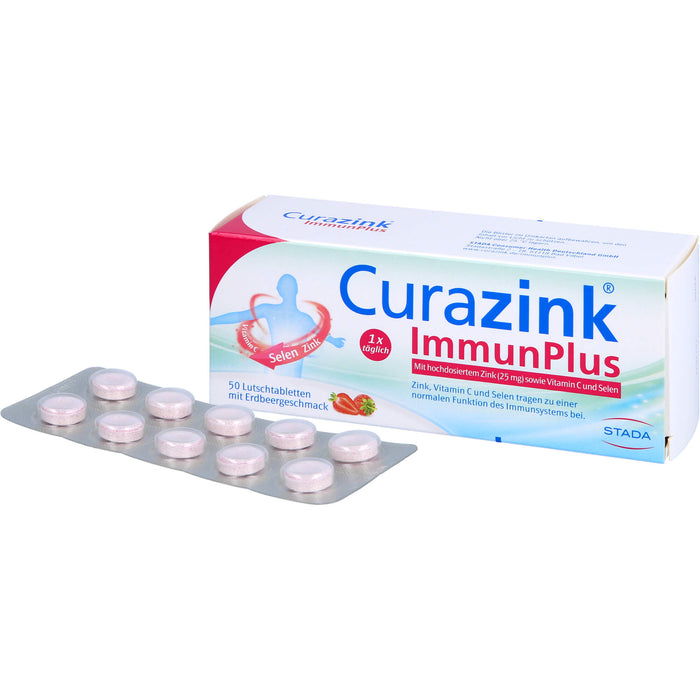 Curazink ImmunPlus Lutschtabletten mit Erdbeergeschmack, 50 pcs. Tablets