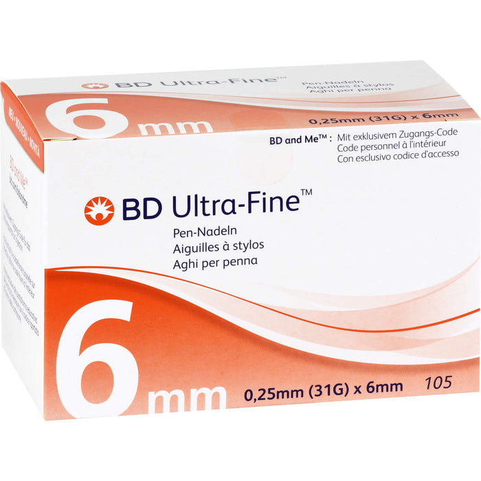 BD ULTRA-FINE Pen-Nadeln 0,25 mm (31G) x 6 mm, 105 St KAN