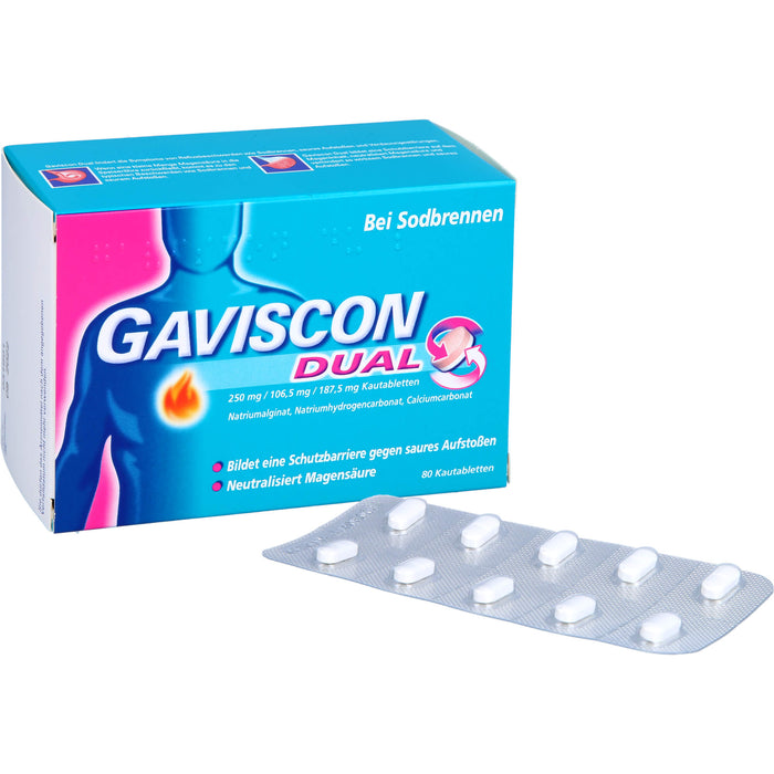 GAVISCON Dual Kautabletten bei Sodbrennen, 80 St. Tabletten