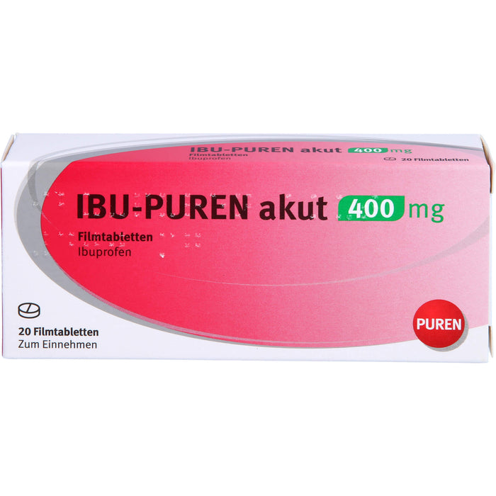 PUREN Ibu akut 400 mg Filmtabletten bei Schmerzen und Fieber, 20 pcs. Tablets