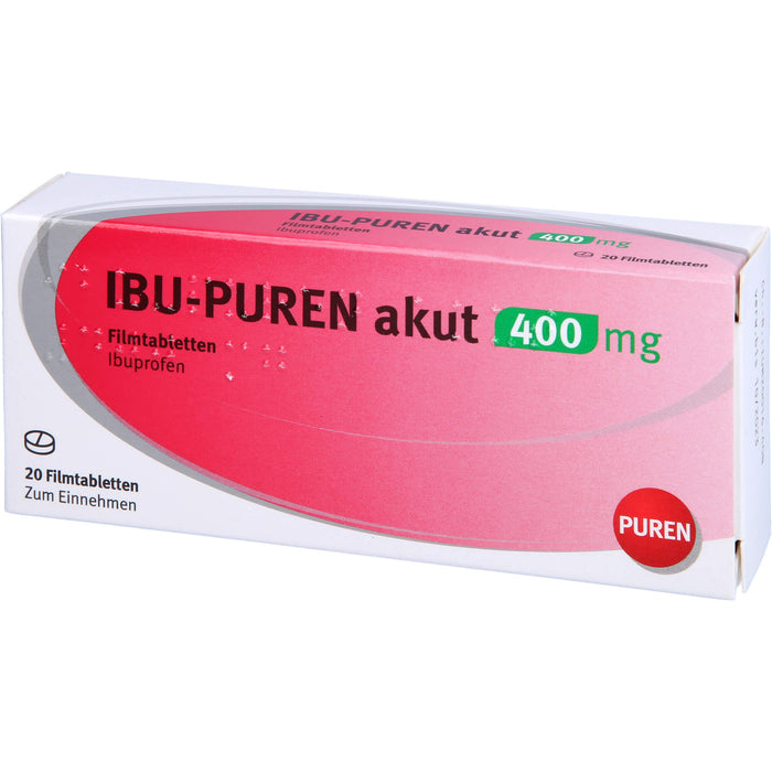 PUREN Ibu akut 400 mg Filmtabletten bei Schmerzen und Fieber, 20 pcs. Tablets