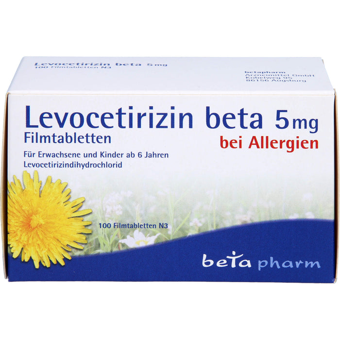 Levocetirizin beta 5 mg Filmtabletten bei Allergien, 100 St. Tabletten