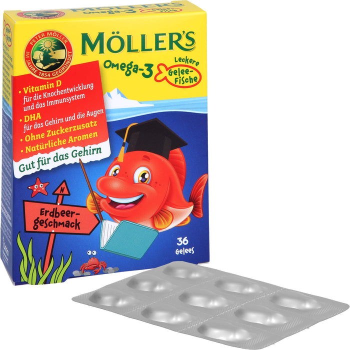 Möller's Omega-3 Gelee Fisch Erdbeere, 36 St KTA